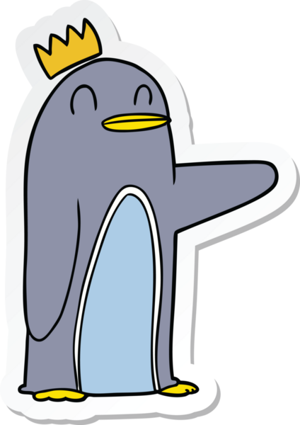 Bir insan tarafından çizilmiş karikatür imparatoru pengueni çıkartması.