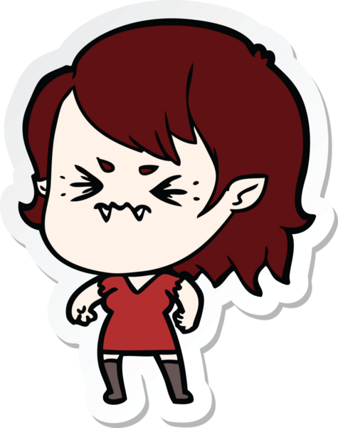 Bir insan tarafından çizilmiş kızgın bir vampir kızın çıkartması.