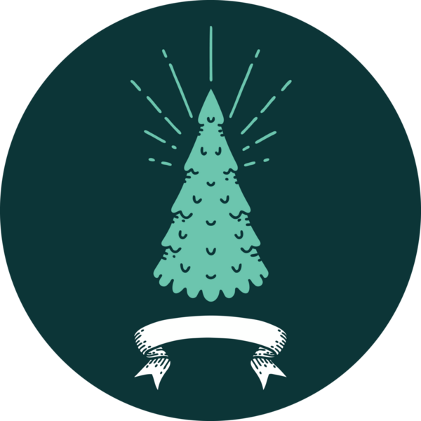 Bir insan tarafından çizilmiş çam ağacının dövme ikonu