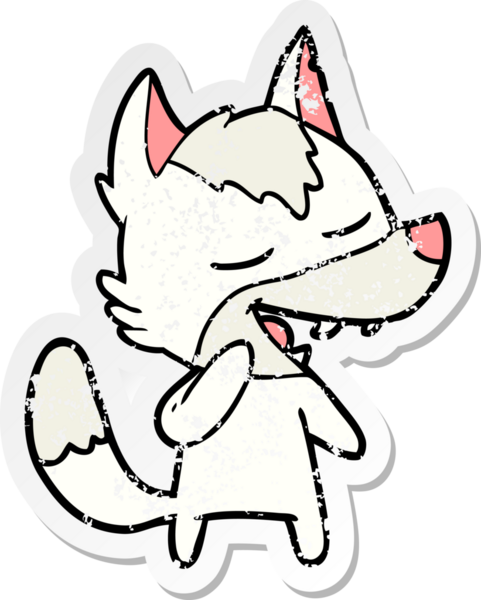 Bir insan tarafından çizilmiş bir karikatür kurdunun sıkıntılı çıkartması.