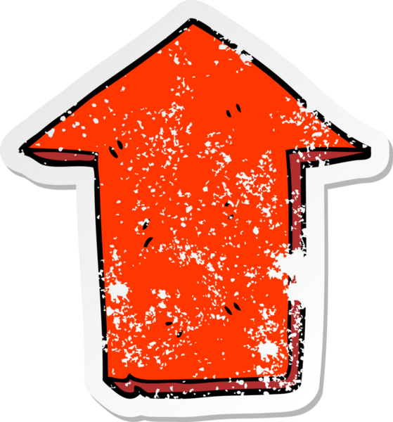 Bir insan tarafından çizilmiş ok şeklindeki karikatür çıkartması.