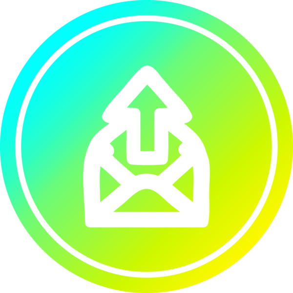 E- posta dairesel simgesini bir insan tarafından çizilmiş havalı gradyan bitiş ile gönder