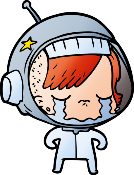 Bir insan tarafından çizilmiş ağlayan astronot kız.