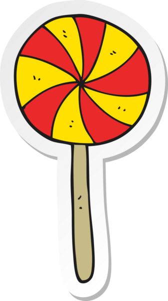 Bir insan tarafından çizilmiş şeker lolipopunun çıkartması.