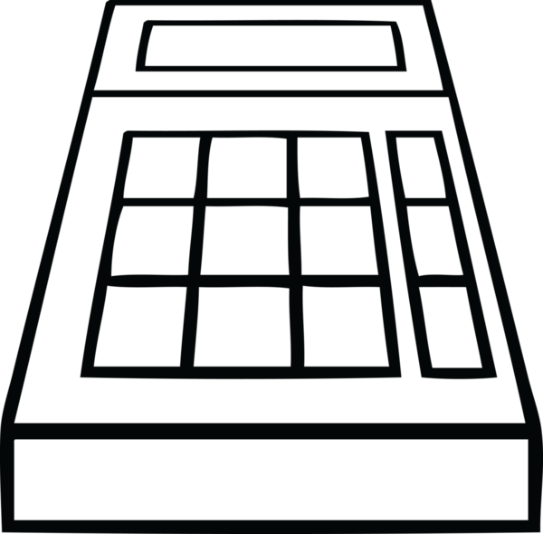 Bir insan tarafından çizilmiş bir okul hesap makinesinin çizgi çizimi