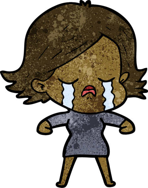 Bir insan tarafından çizilmiş ağlayan çizgi film kızı.