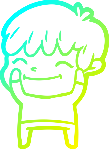 Bir çizgi film karakteri çizen soğuk çizgi bir insan tarafından çizilmiş mutlu çocuk.