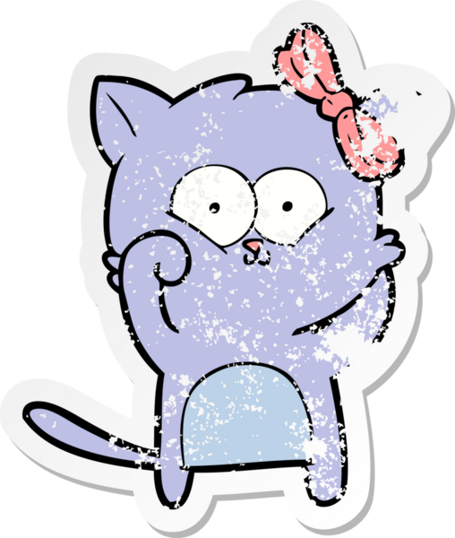 Bir insan tarafından çizilmiş karikatür bir kedinin sıkıntılı çıkartması.