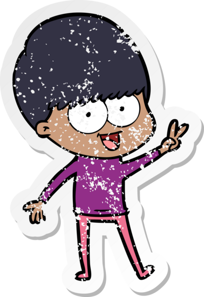 Bir insan tarafından çizilen mutlu çizgi film çocuğunun sıkıntılı çıkartması.