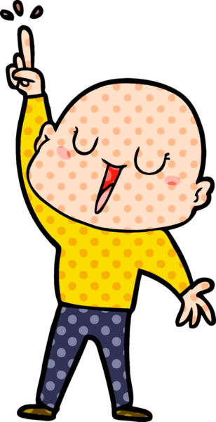 Bir insan tarafından çizilmiş mutlu, kel adam.