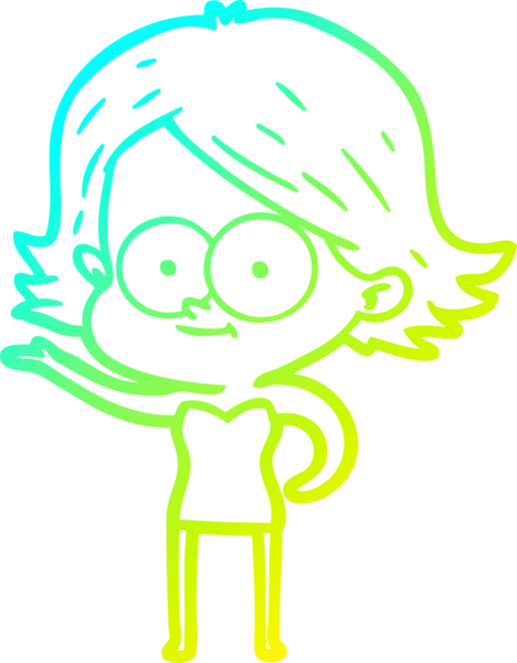 Bir insan tarafından çizilmiş mutlu çizgi film kızı çizimi.