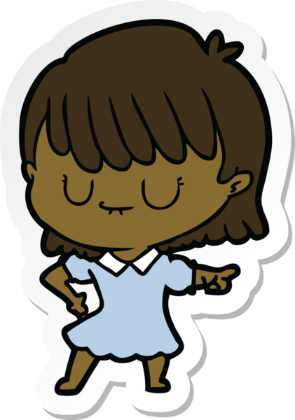 Bir insan tarafından çizilmiş bir karikatür kadının çıkartması.