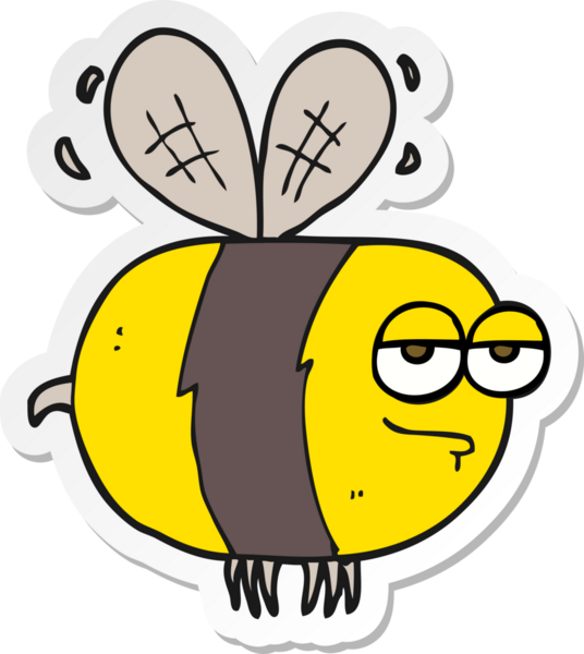 Bir insan tarafından çizilmiş mutsuz bir arının çıkartması.