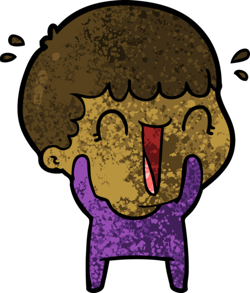 Bir insan tarafından çizilmiş gülen karikatür adam.