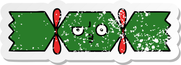 Bir insan tarafından çizilmiş tatlı bir noel krakerinin sıkıntılı çıkartması.
