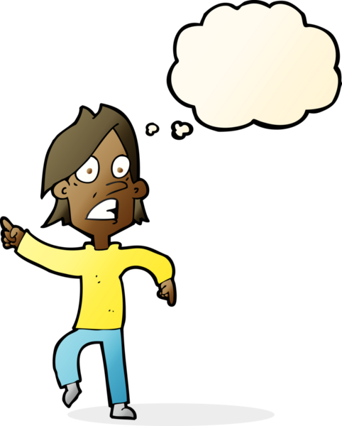 Bir insan tarafından çizilmiş düşünce kabarcığını gösteren endişeli bir çizgi film.