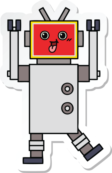 Bir insan tarafından çizilmiş şirin çizgi film robotunun çıkartması.