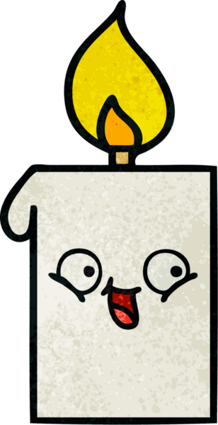 Bir insan tarafından çizilmiş yanan bir mumun retro grunge desen karikatürü