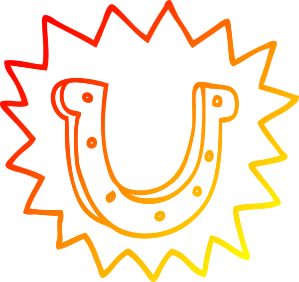 Bir insan tarafından çizilmiş çılgın şanslı at nalı sembolünün sıcak çizgi çizimi