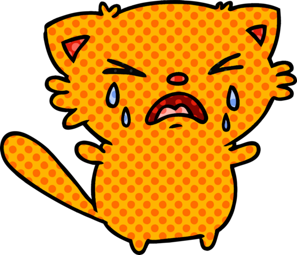 Şirin bir kawai kedisinin insan tarafından çizilmiş karikatürü.