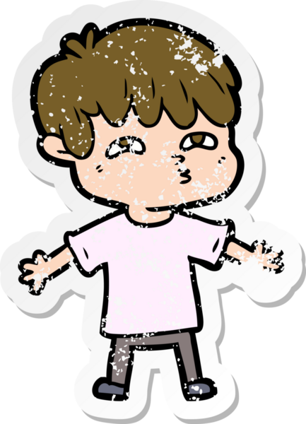 Bir insan tarafından çizilmiş karikatür adamın sıkıntılı çıkartması.