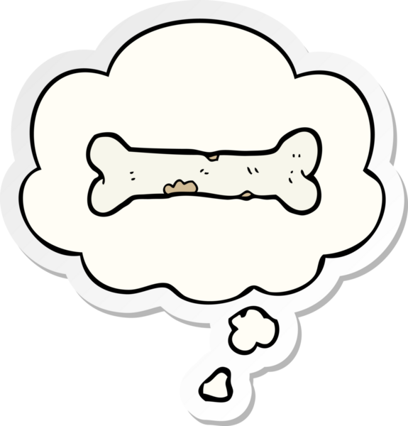 insan tarafından çizilmiş bir çıkartma olarak düşünce baloncuğu olan karikatür kemiği