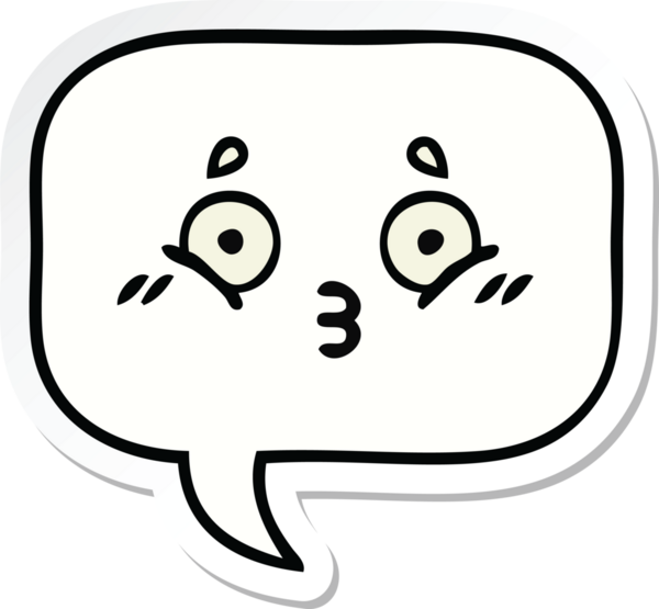 Bir insan tarafından çizilmiş şirin bir karikatür konuşma balonunun etiketi.