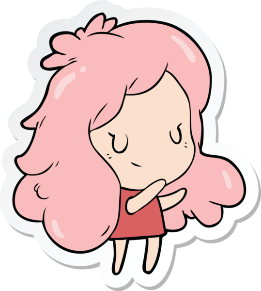 Bir insan tarafından çizilmiş bir karikatür kızının çıkartması.