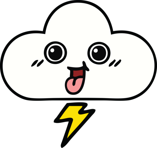 Bir insan tarafından çizilmiş fırtına bulutunun sevimli karikatürü.