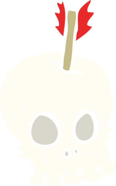 Bir insan tarafından çizilmiş oklu kafatasının düz renk çizimi