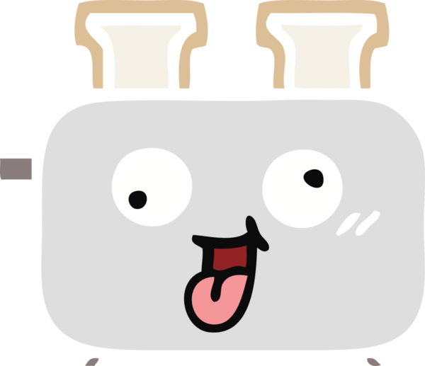 Bir insan tarafından çizilmiş bir tost makinesinin düz renkli retro karikatürü