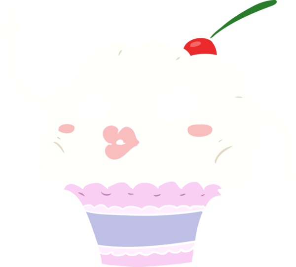 Bir insan tarafından çizilmiş düz renkli çizgi film keki.