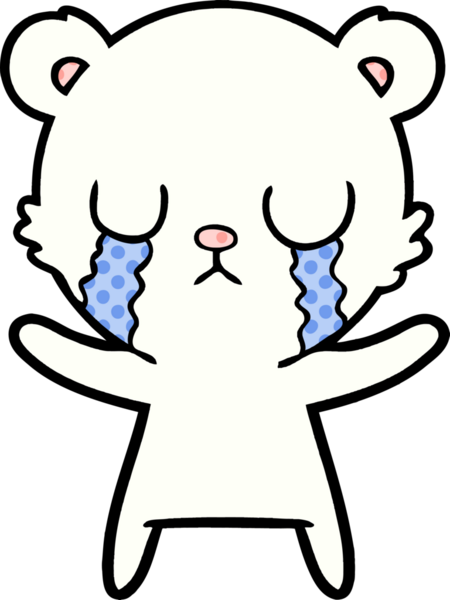 Bir insan tarafından çizilmiş üzgün küçük kutup ayısı çizgi filmi.