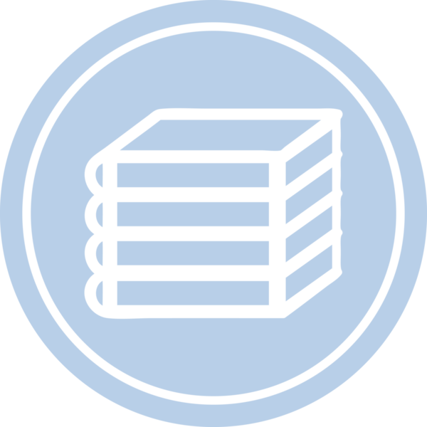 Bir insan tarafından çizilmiş bir yığın kitap dairesel simgesi