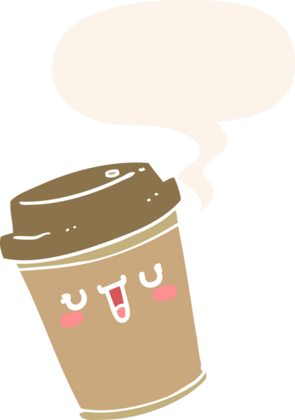 Bir insan tarafından çizilmiş eski usul konuşma baloncuklu kahveyi dışarı çıkar.