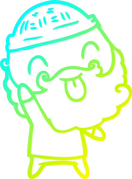 Soğuk gradyan çizgisi, sakallı bir adamın bir insan tarafından çizilmiş dili.