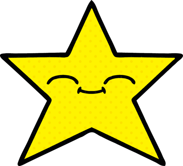 Bir insan tarafından çizilmiş bir altın yıldızın çizgi filmi.