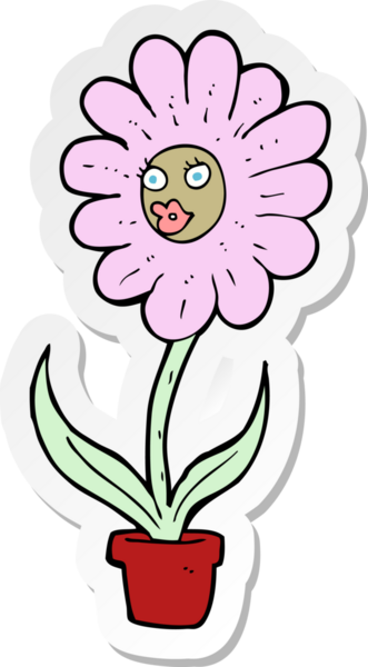 Bir insan tarafından çizilmiş karikatür çiçeğinin çıkartması.