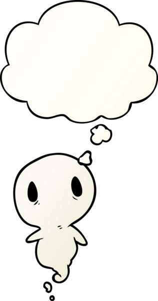 Bir insan tarafından çizilmiş yumuşak eğimli düşünce baloncuklu çizgi film hayaleti.