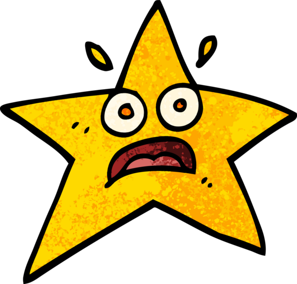 Bir insan tarafından çizilmiş komik grunge desenli çizim çizgi film yıldızı