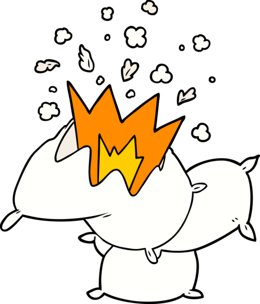 Bir insan tarafından çizilmiş yastık savaşı.