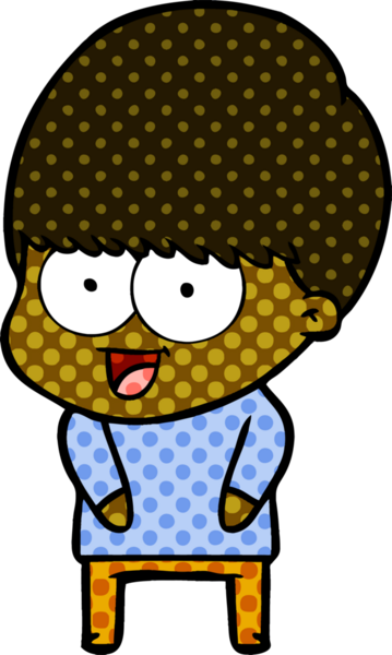 Bir insan tarafından çizilmiş mutlu çizgi film çocuğu.