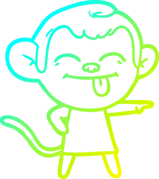 Bir insan tarafından çizilmiş komik bir çizgi maymunun soğuk çizgi çizimi