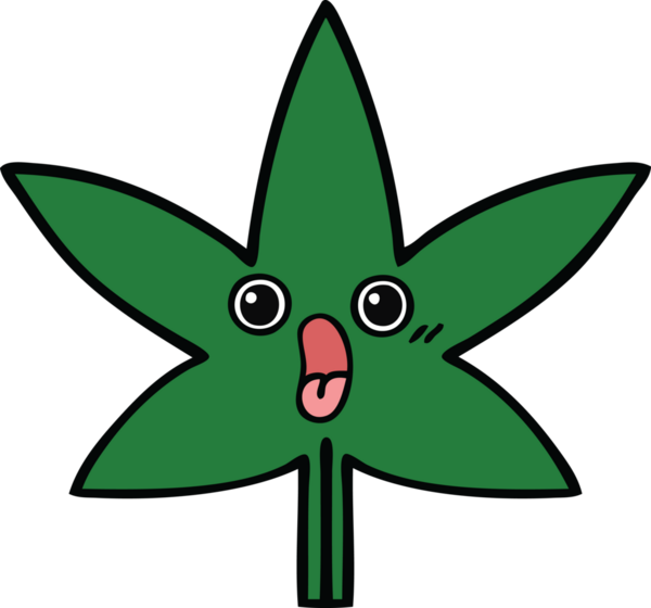 Bir insan tarafından çizilmiş marihuana yaprağı karikatürü.