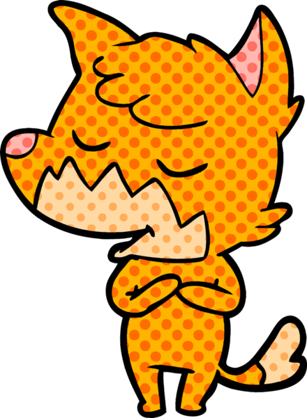 Bir insan tarafından çizilmiş dost canlısı çizgi film tilkisi