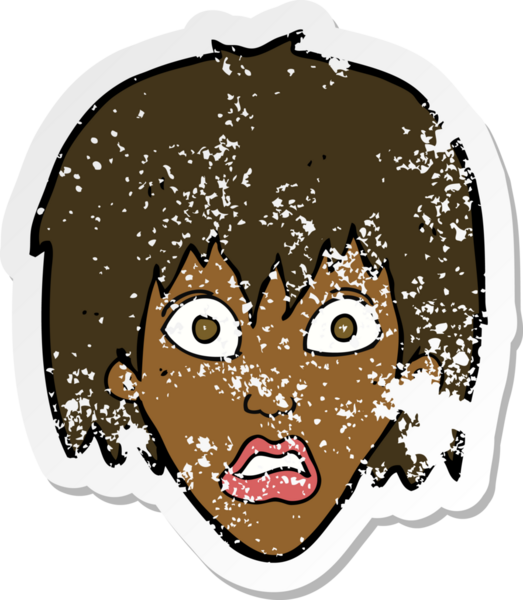 Bir insan tarafından çizilmiş korkmuş bir karikatürün gerilimli çıkartması.