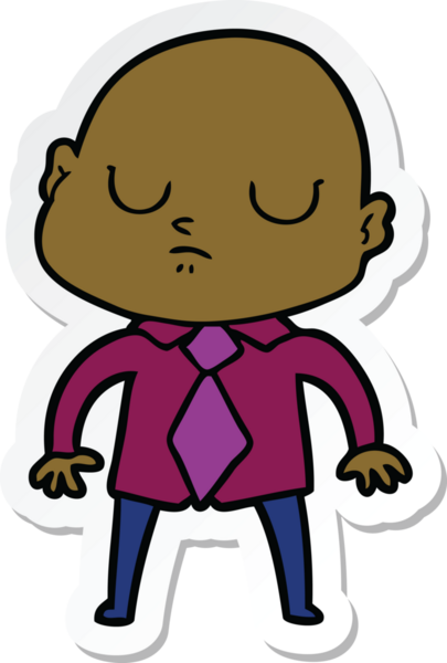 Bir insan tarafından çizilmiş kel bir adamın çıkartması.