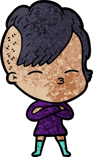 Bir insan tarafından çizilmiş şaşı çizgi film kızı.