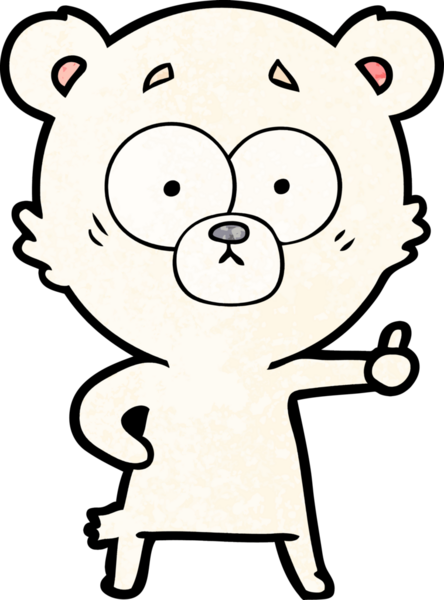 Bir insan tarafından çizilmiş gergin bir kutup ayısı çizgi filmi.