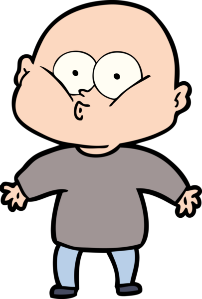 Bir insan tarafından çizilmiş kel bir adam.